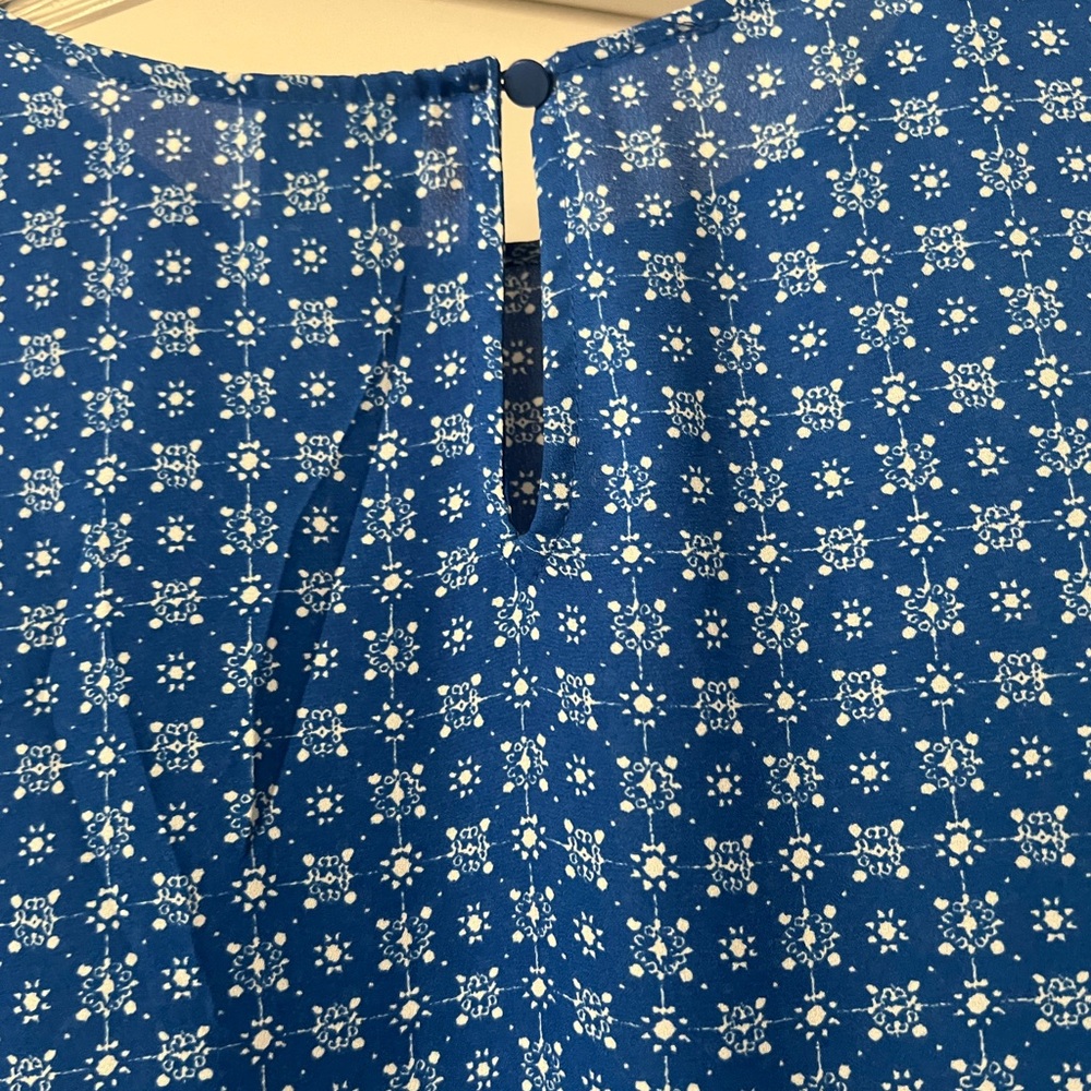 Blue ruffle blouse